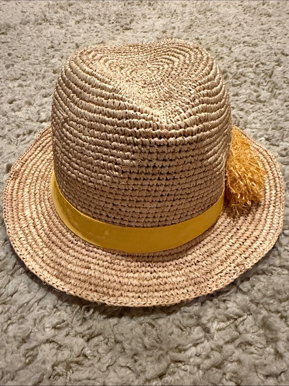 Tory Burch Raffia Sun Hat Yellow Trim